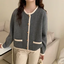 2024 Spring Pure Cotton Cardigan Sweater Women's O-neck Women's Long Sleeved Top Korean Fashion Loose New Outerwear A113