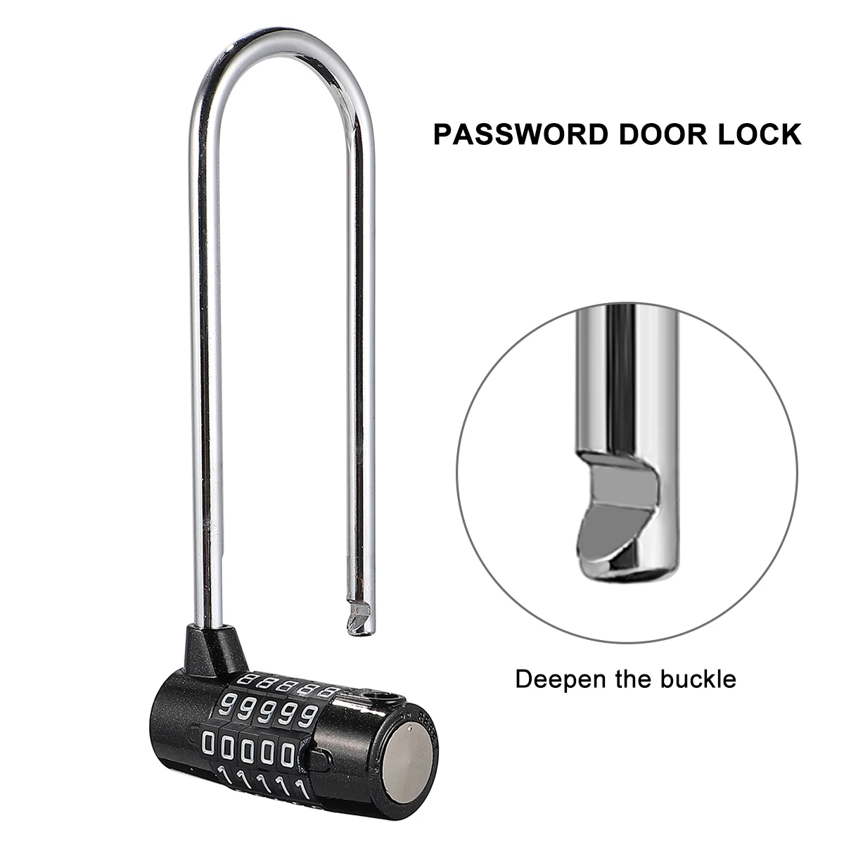 

5 Password Lock U Shaped Hanging Dial Large Door Knob Cabinet Sturdy Metal Anti Theft Privacy Protection