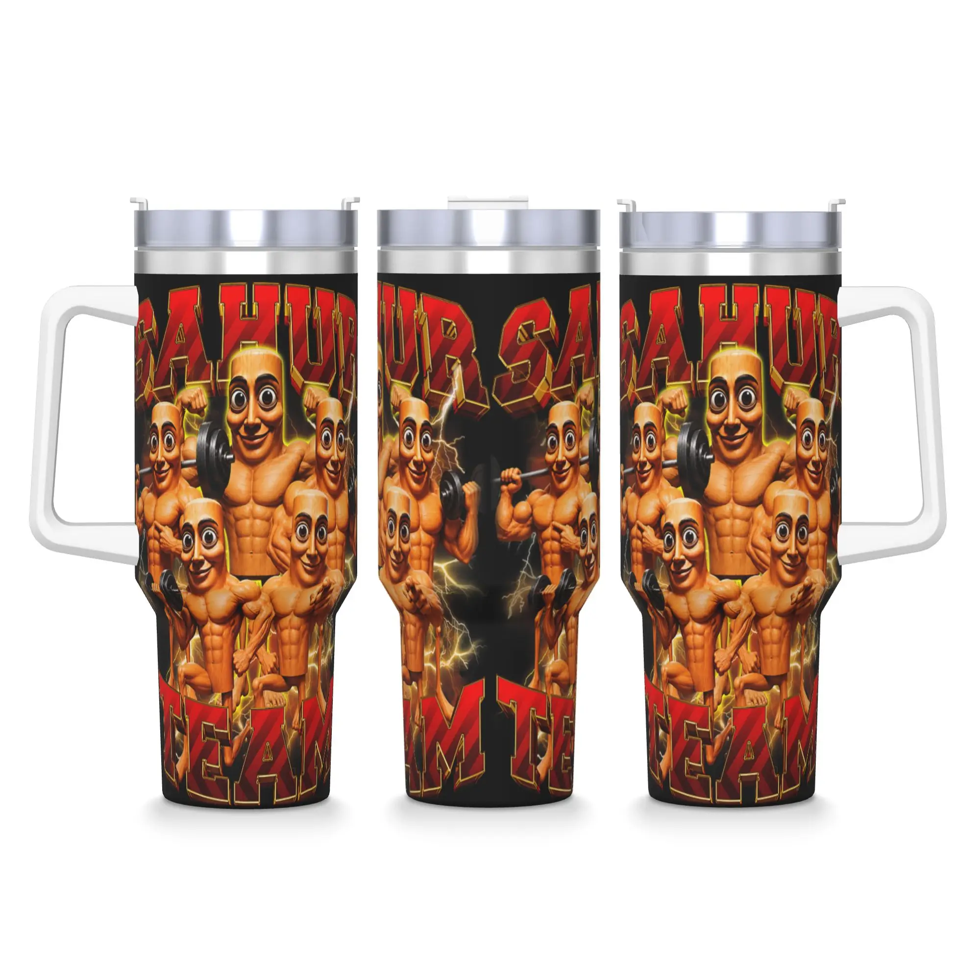 Stainless Steel Tumbler Tung Tung Sahur Workout Team Bootleg Y2K Gym Brainrot Meme Coffee Mug  Portable Cold Drink Mugs Cup
