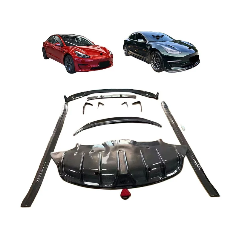 

Высококачественные автомобильные аксессуары из углеродного волокна, комплект бампера для Tesla Model 3, обновление до модели CMST, комплект кузова