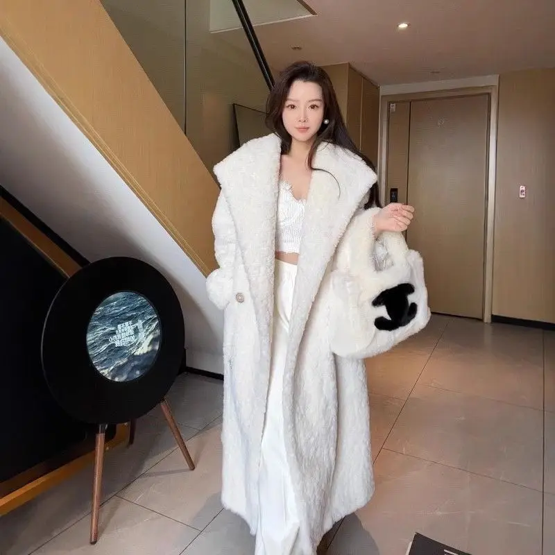 Fur Integrated Mid-Length Imitation Fur Jacket Autumn Winter New High-End Small Fragrance Style Loose Casual Long-Sleeved Top