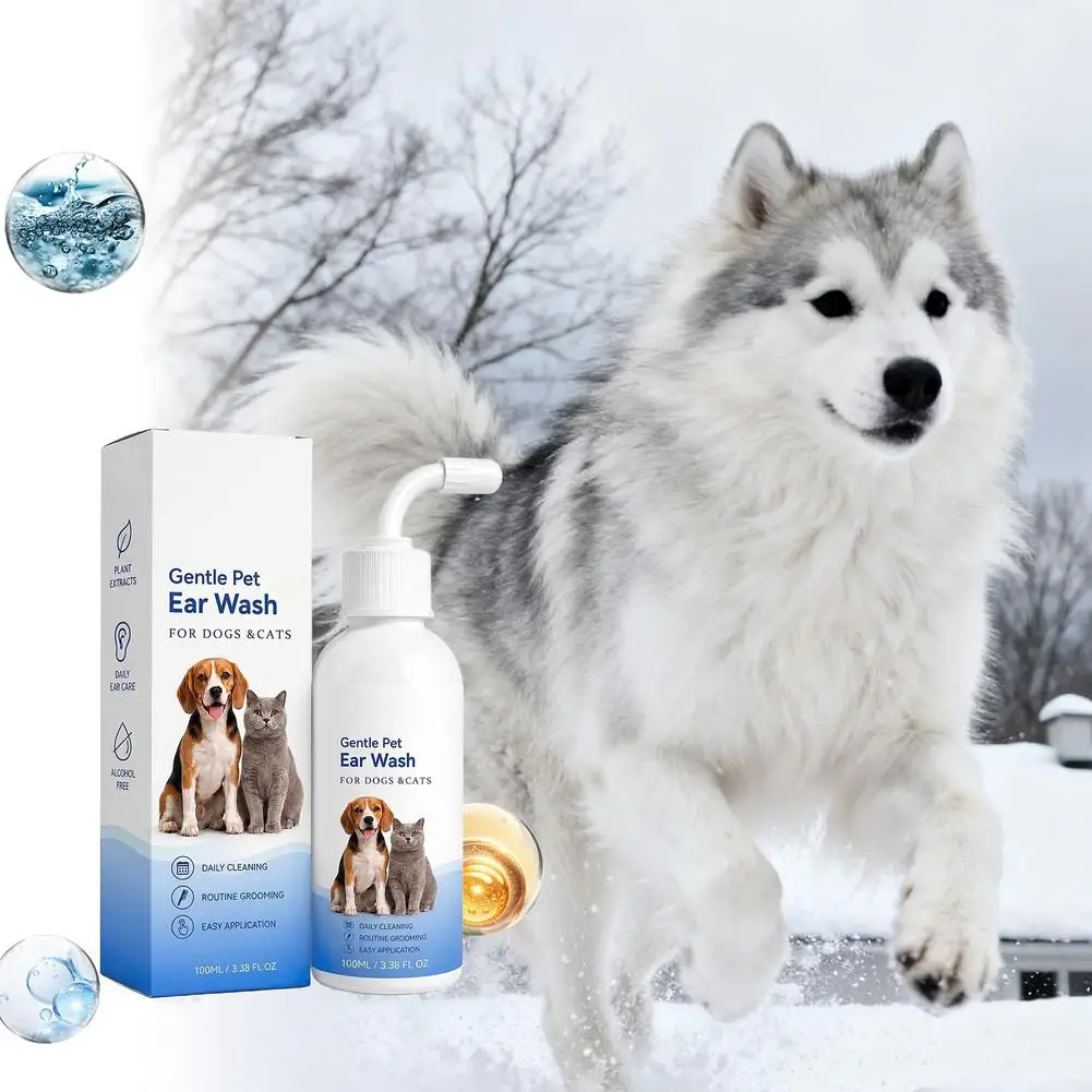 Pet Ear Stain Cleaner Gentle Cleaning Odor Removing Plant Extracts Easy Rinse Pet Ear Cleaning Liquid Daily Pet Ear Grooming