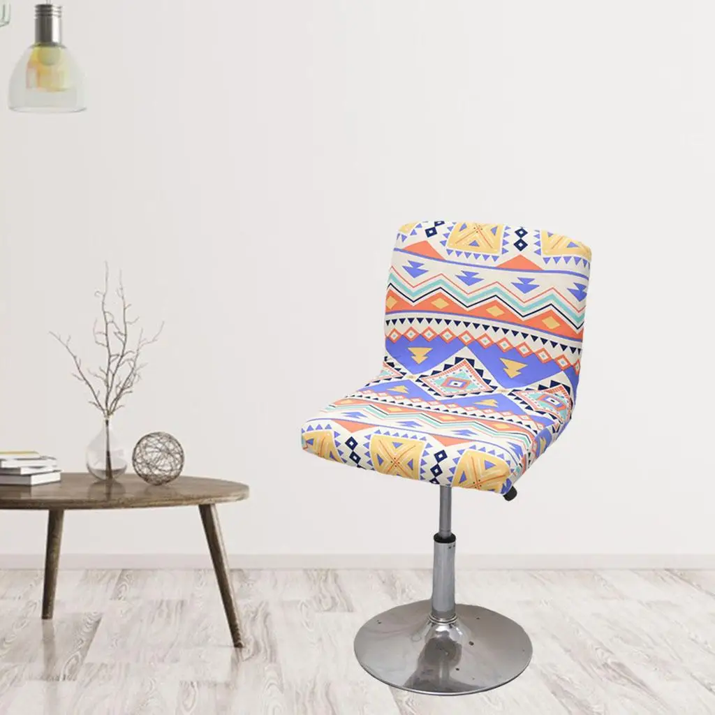 Short Back Stool Cover Polyester Stretch Seat Protector for Bar Counter Chair Cushion Case Home Kitchen Dining Decor