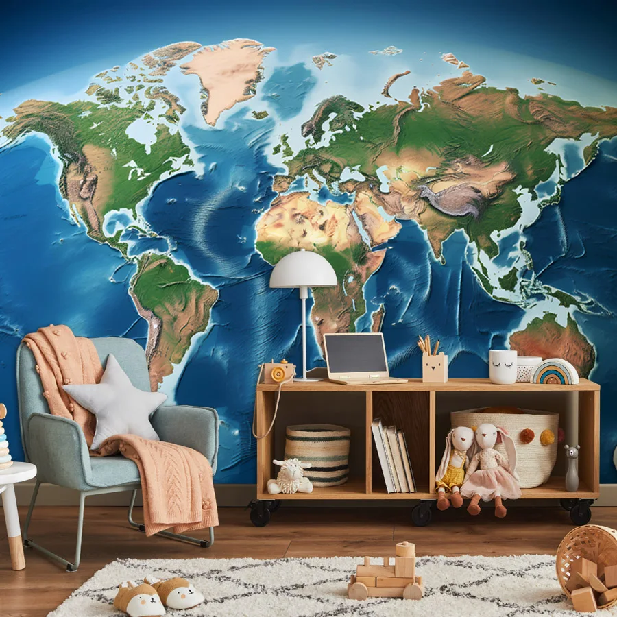 

Custom Peel and Stick Wallpapers for Living Room Wall Papers Home Decor Panel Globe Geography World Map Walls Renovation Mural