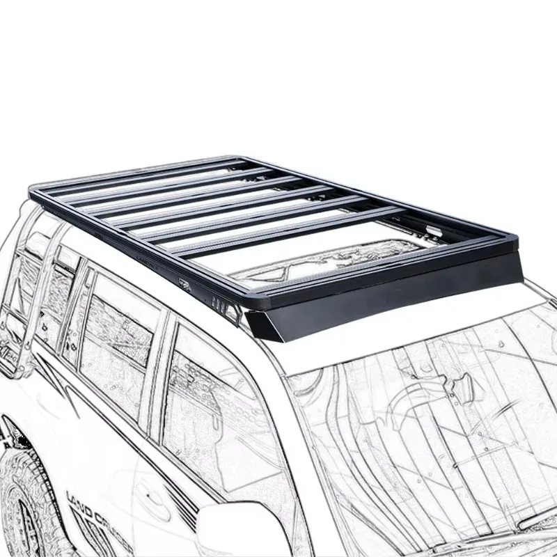 

Universal LC200 LC79 LC150 Car Rack Roof 4X4 Aluminium Black Cargo Carrier Basket