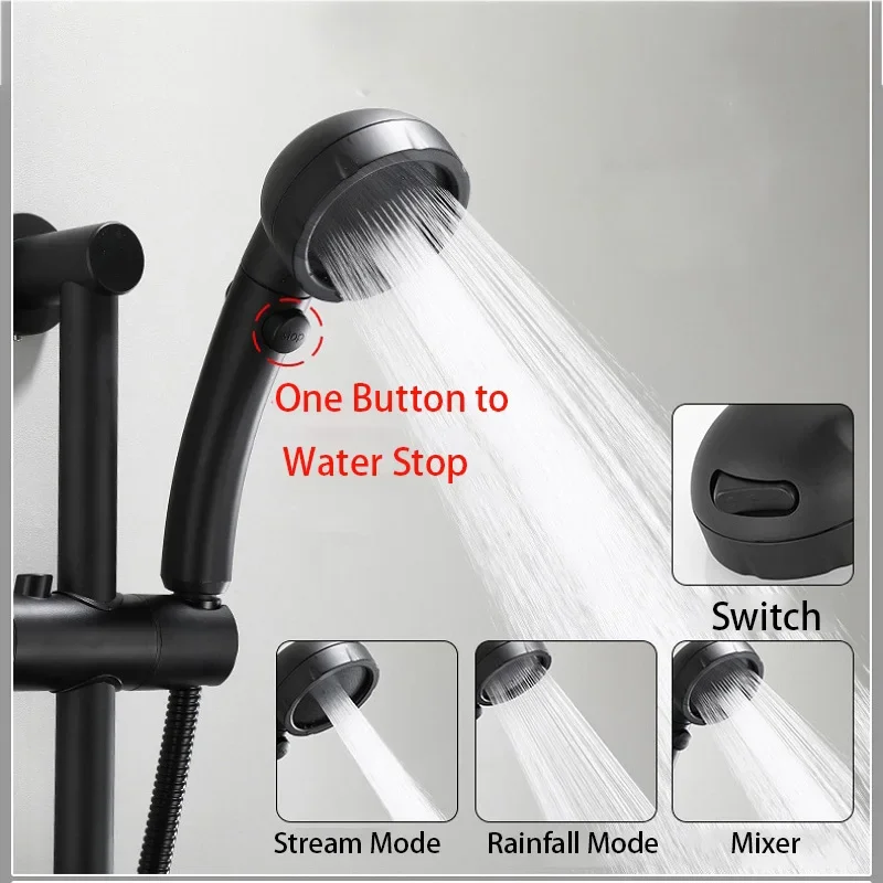 Black Brass Bathroom Bathtub Faucet With Shower Head Bidet Sprayer Wall Mounted Kitchen Faucet Swivel Nozzle Hot Cold Mixer Tap view 4
