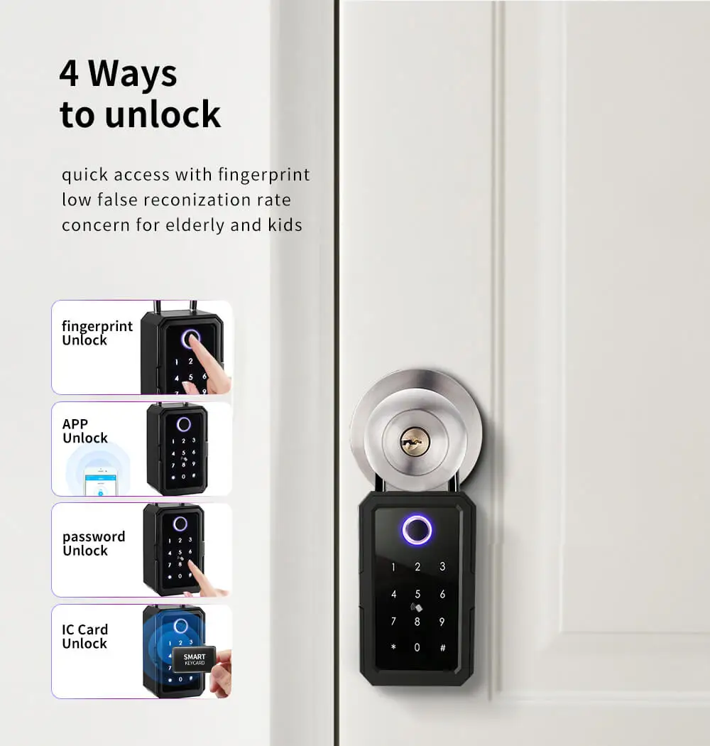 K3 Fingerprint Key lock Box Waterproof Intelligent Box Locker Password RFID Storage Box Smart Lockbox Airbnb Tuya or TTLock APP