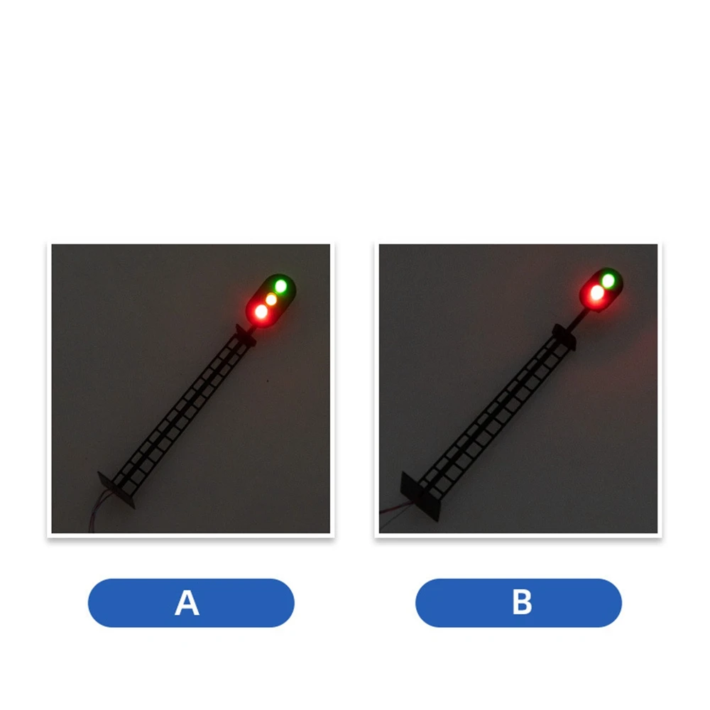 3Pcs Model Railroad HO Scale 1:87 12V Track Signals Green/Red/Yellow Block Lights 2-Light/3-Light Traffic Light Mini Led Lamps