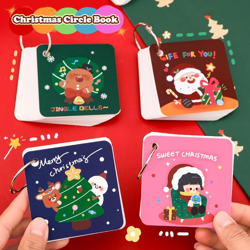 

80Sheets Cartoon Christmas Blank Index Card Portable Pocket Blank Study Notepads Detachable Blank Notebook Office Supplies