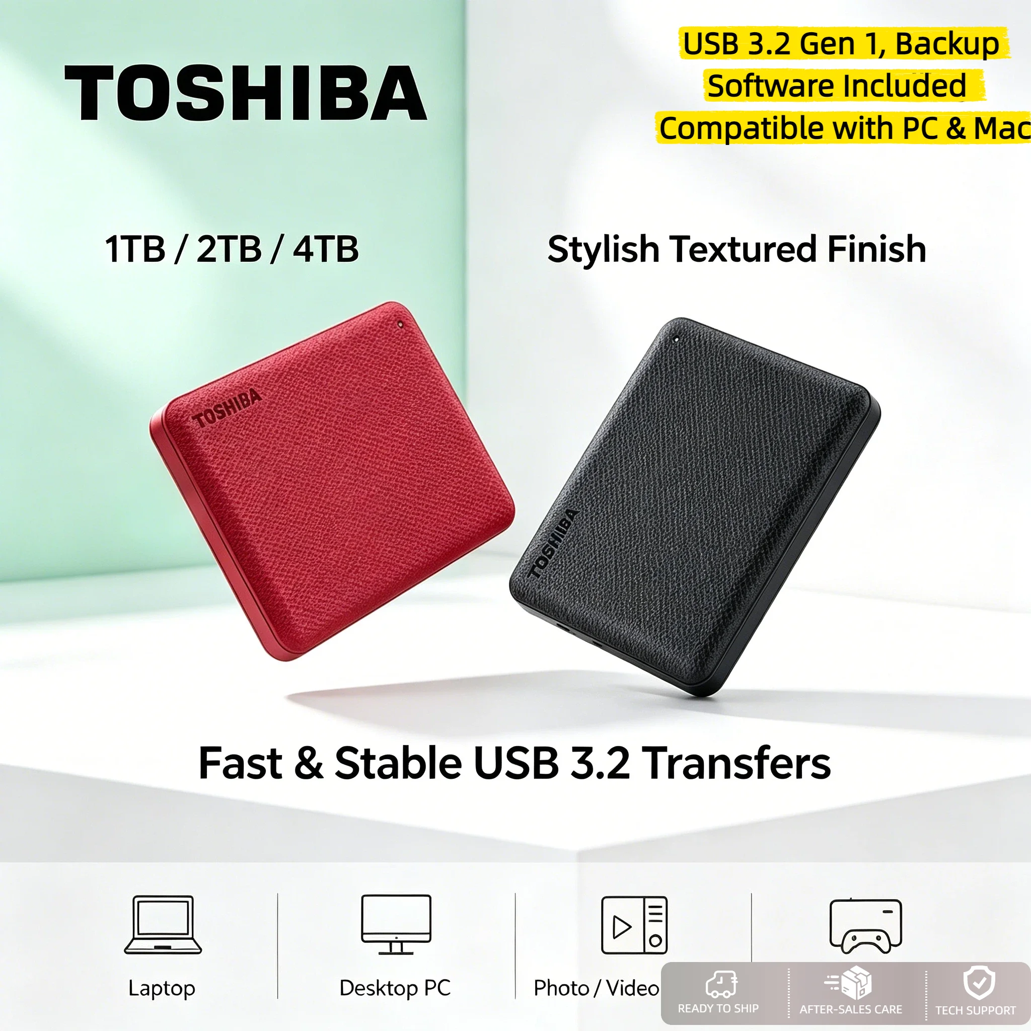 Original Toshiba Canvio Advanced V10 External HDD 1TB 2TB 4TB USB 30 25 Inch Portable Hard Drive For Laptop Computer Mobile