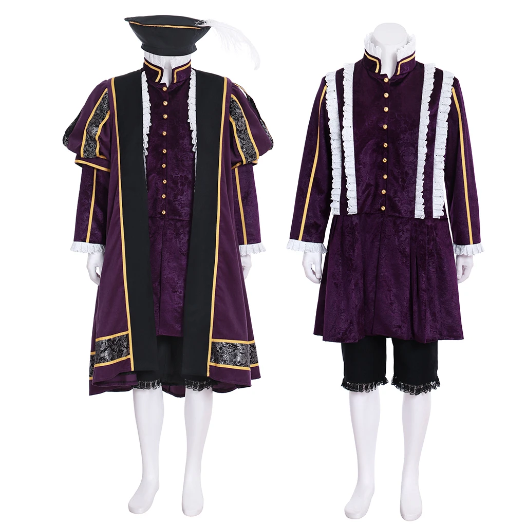 Tudor Noble Court Royal Knight Costume Medieval Renaissance Elizabethan King Uniform Suit Theme Party Gown