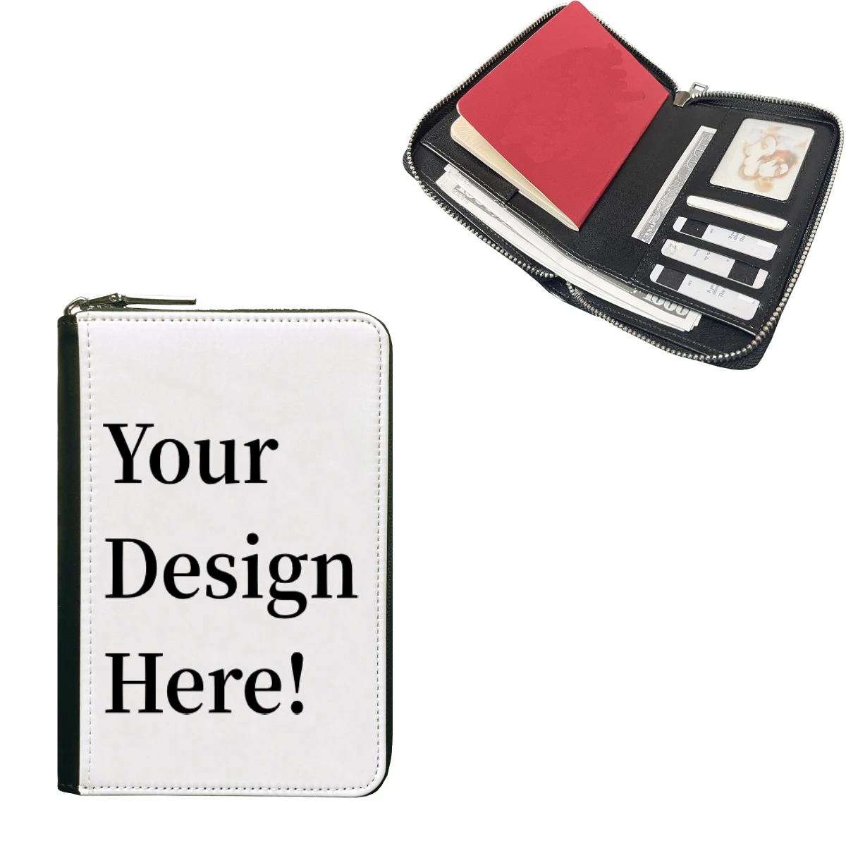 Custom Fashion Zip Wallet Supplier High Quality Leather Purse PU Pouch DIY Print Your Logo Photo For Personalized Gift