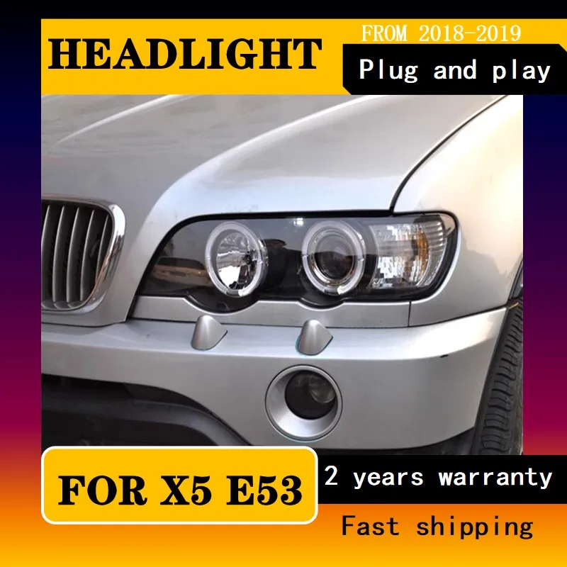 

Car Styling Head Lamp for BMW X5 E53 Headlights 1998-2003 X5 LED Headlight DRL Angel Eye Hid Bi Xenon Auto Accessories