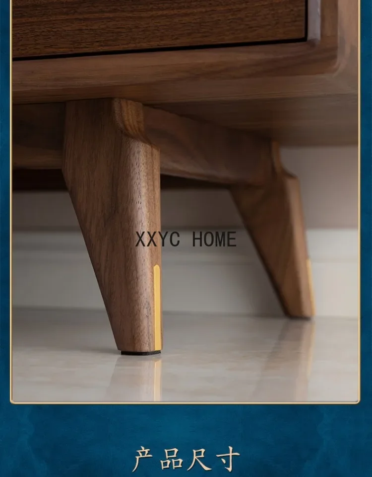 Living Room Furniture TV Cabinet and Tea Table Black Walnut Solid Wood Modern Minimalist Nordic Log Style