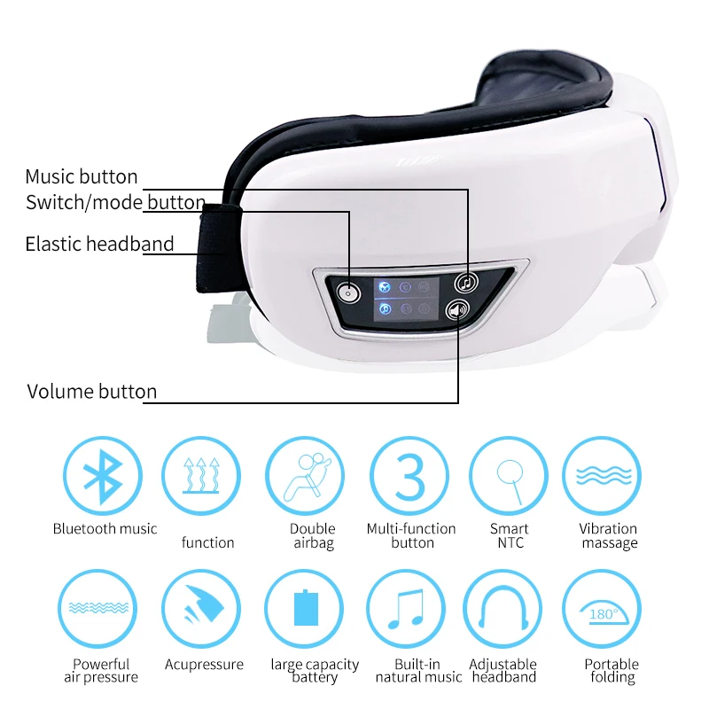 Multi-frequency Vibration Eye Massage Relieves Eye Fatigue Foldable Bluetooth Music Eye Care Glasses Smart Eye Massager