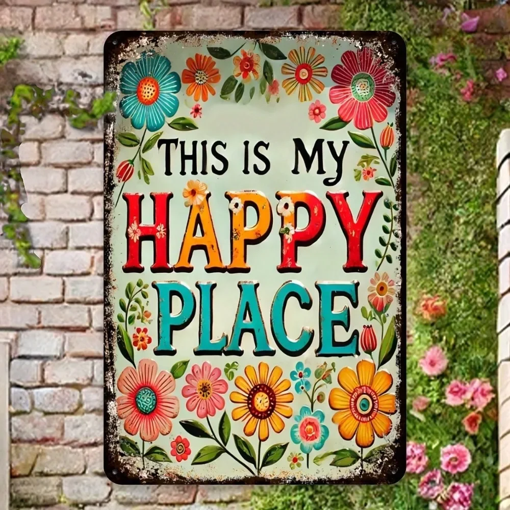 1pc Rustic Floral Metal Welcome Sign - 