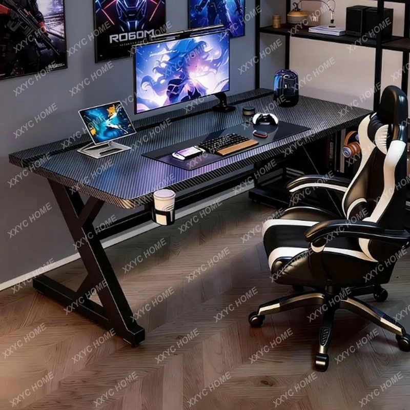 Carbon fiber e-sports table Z-shaped steel frame household bedroom game computer table desktop robot arm desk