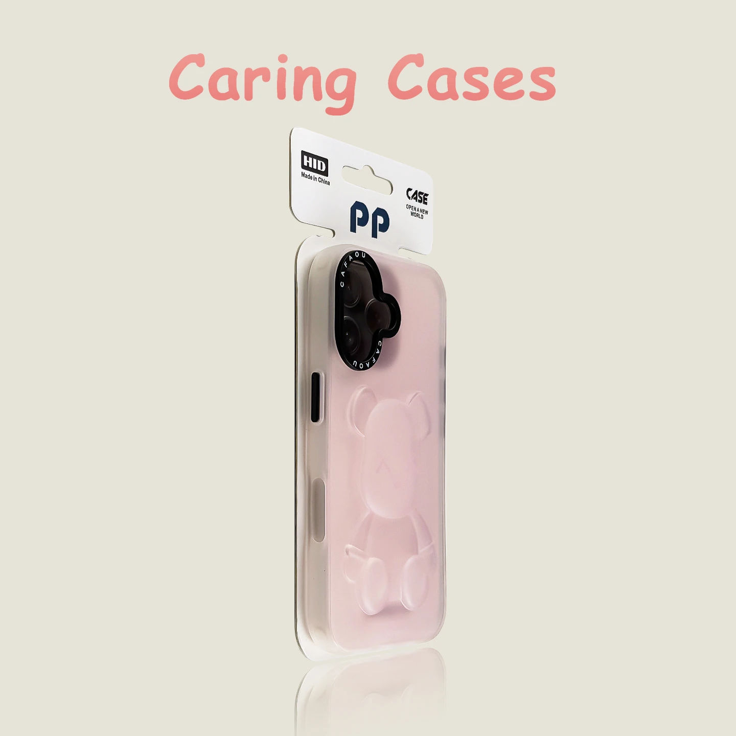 

For iPhone 17 Pro Max Case Translucent Pink Bear Cartoon Matte Soft Shockproof Compatible with iPhone 16 15 14 13