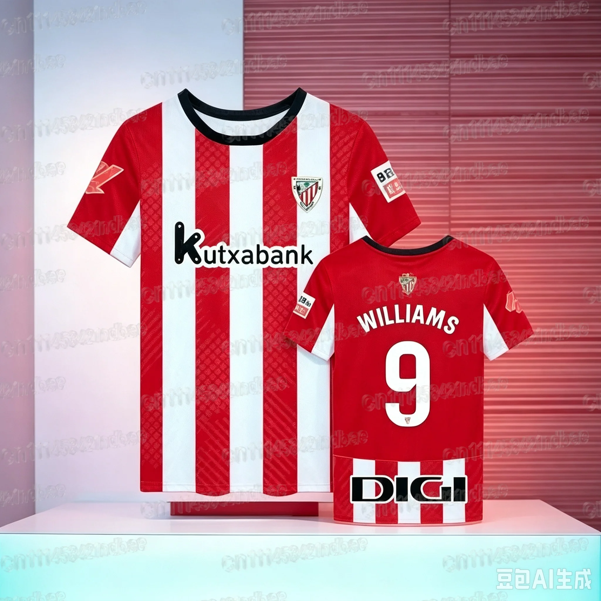 Heiß begehrtes Fußball-T-Shirt im spanischen BILBAO-Stil, 3D-gedruckt, atmungsaktiv, modisch, kurzärmelig, für den täglichen Gebrauch, auch als Familienoutfit geeignet. – Detail 5