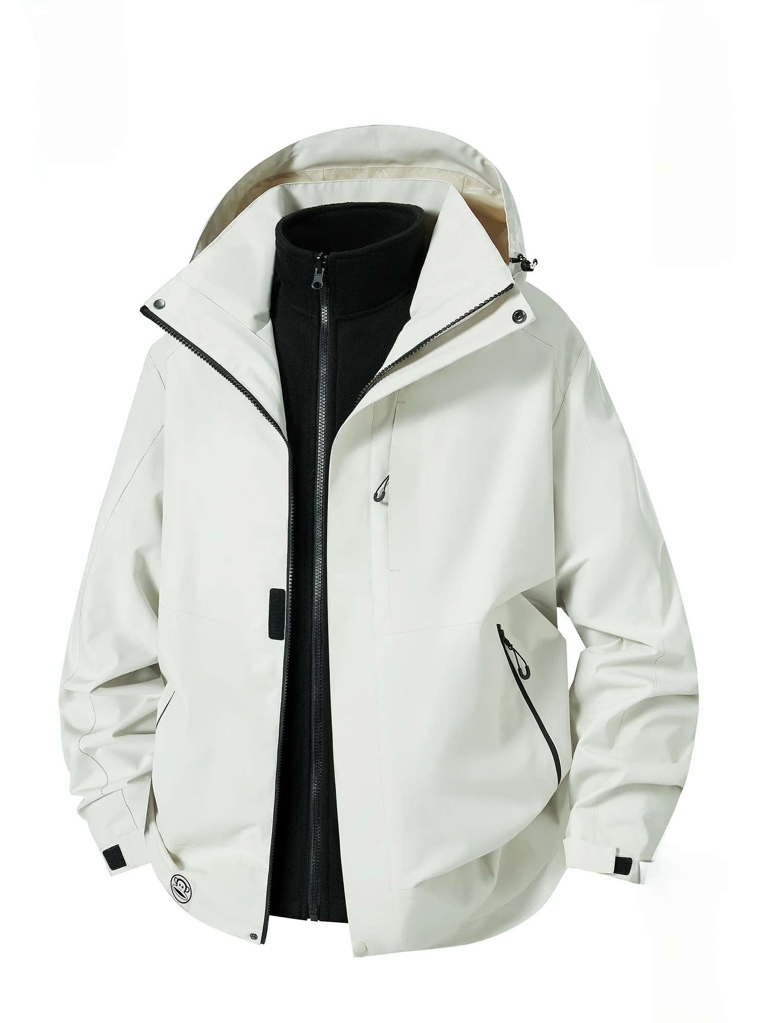 

PaulFrank Winter Warm Hooded Jaet Coat Men's Couple Sle Fce Inner Two-Piece Set Loose Fit Tee-In-One Polyester Fiber