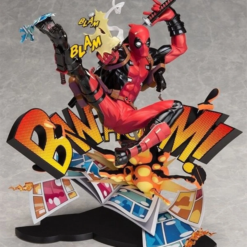 24cm Anime Figure Deadpool Breaking The Fourth Wall  Action Figurine Pvc Collectible Computer Case Decor Model Dolls Toy Gift