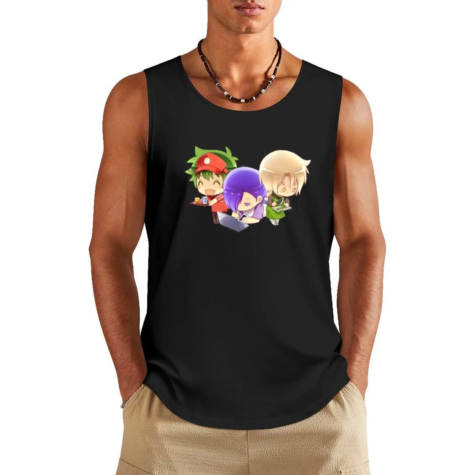 

The devil is a part timer chibi Tank Top Men's sports t-shirt t-shirt gym man bodybuilding men men clothes