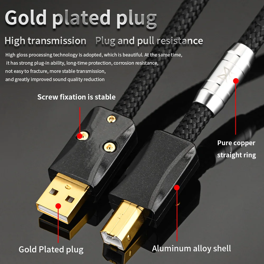 Xangskin hifi USB otg cable USB a a b tipo c cable 5N OCC lighting to USB B audio cable decoder DAC sound card A-B schermatura