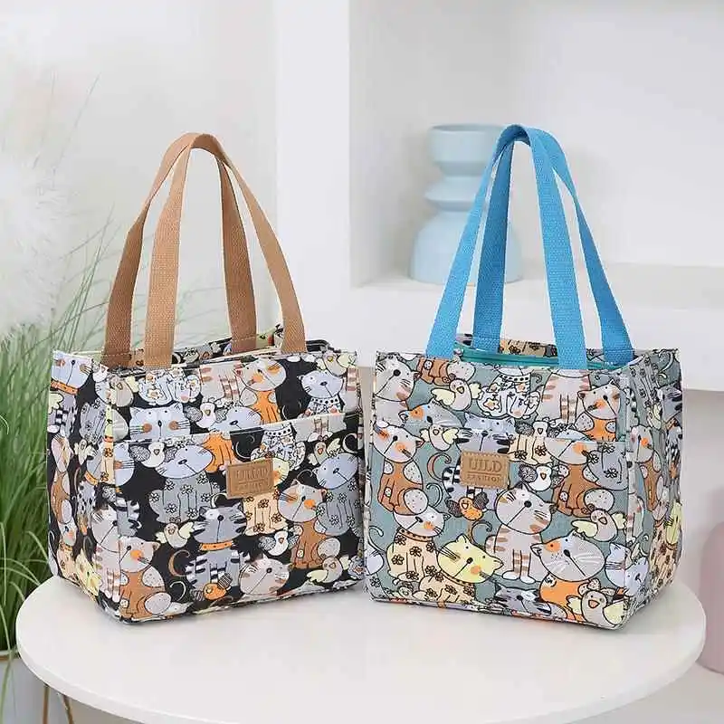 High Aesthetic Value Thickened Aluminum Foil Lunch Box Bag Portable Handheld Bento Bag for Students And Office Workers