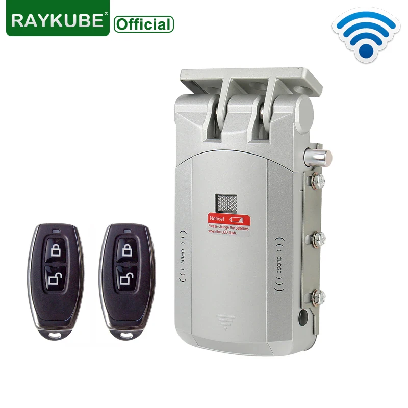 

RAYKUBE Electric Door Lock Wireless Control With Remote Control Open & Close Smart Lock Security Door Easy Installing R-W03