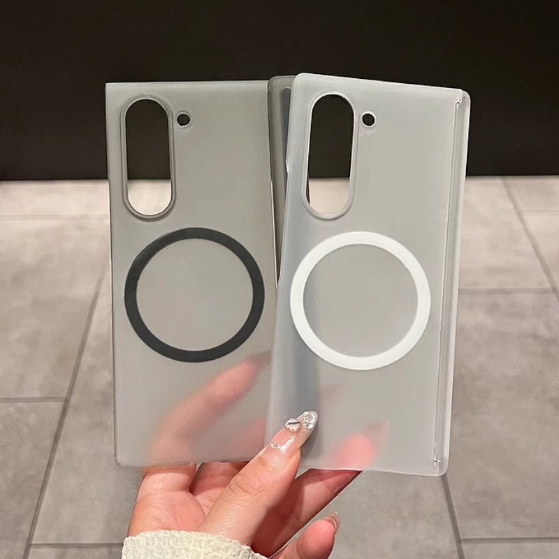 HOCE Luxury Matte Translucent Magnetic Phone Case For Samsung Galaxy Z Fold 7 6 5 4 Hinge Protection Ultra Slim Hard PC Cover