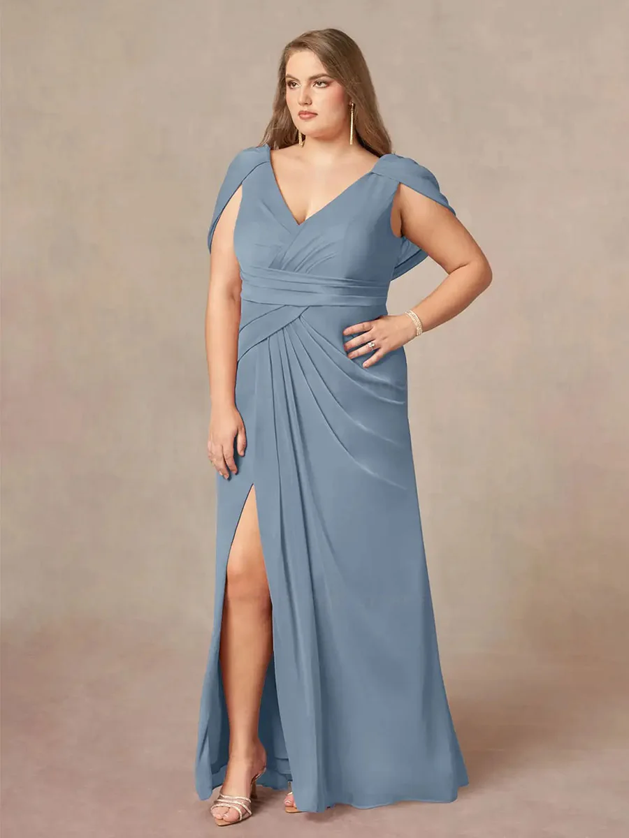 فساتين أم العروس بسيطة مخصصة مقاس كبير 2026 حورية البحر مطوي بفتحة أمامية فساتين رسمية لحفلات الزفاف