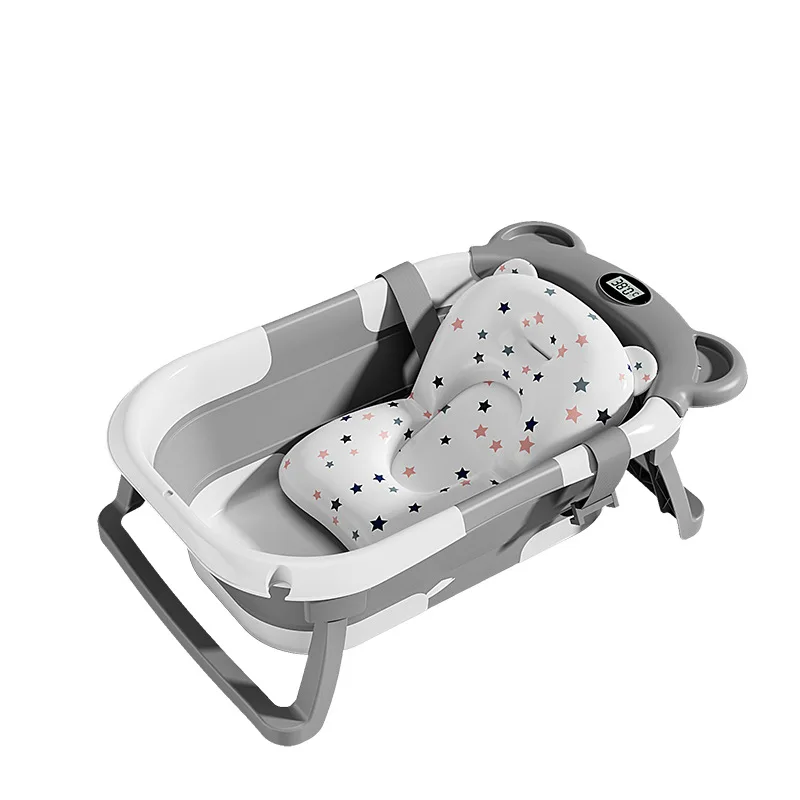 Household newborn baby bath tub Baby can sit and lie down Temperature-sensing bath tub Bath bucket Baby folding bath tub