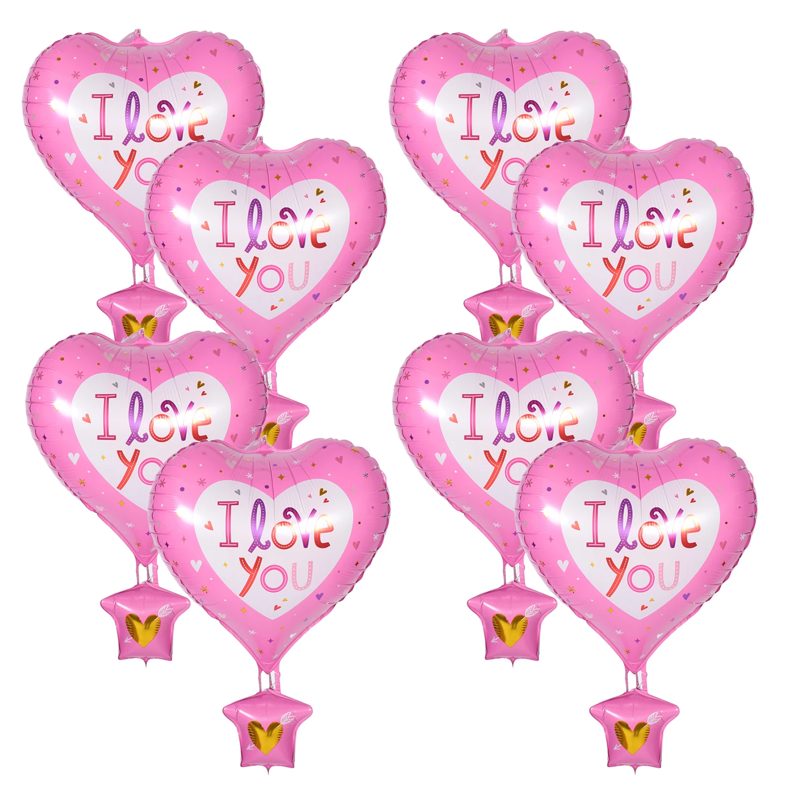 

10pcs Hot Air Balloon Decorations Pink Heart Shape Foil Balloons for Birthday Valentine Party Girl Child Event Anniversary