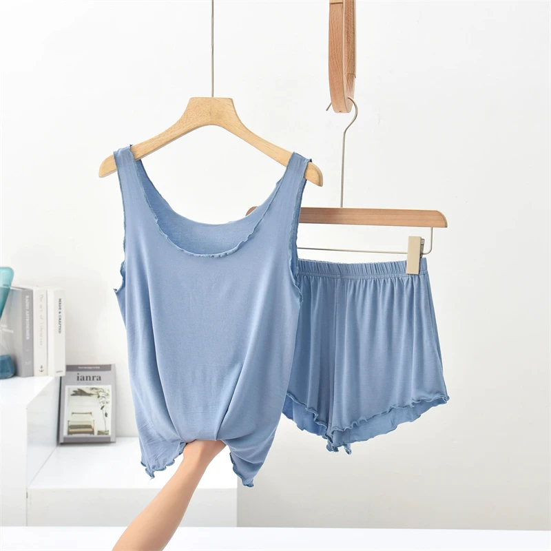 6 ألوان الصيف بيجامة مجموعات النساء الأساسية مشروط ملابس نوم غير رسمية الإناث شيك كل مباراة الصلبة صالة وتتسابق العطاء الأنيق