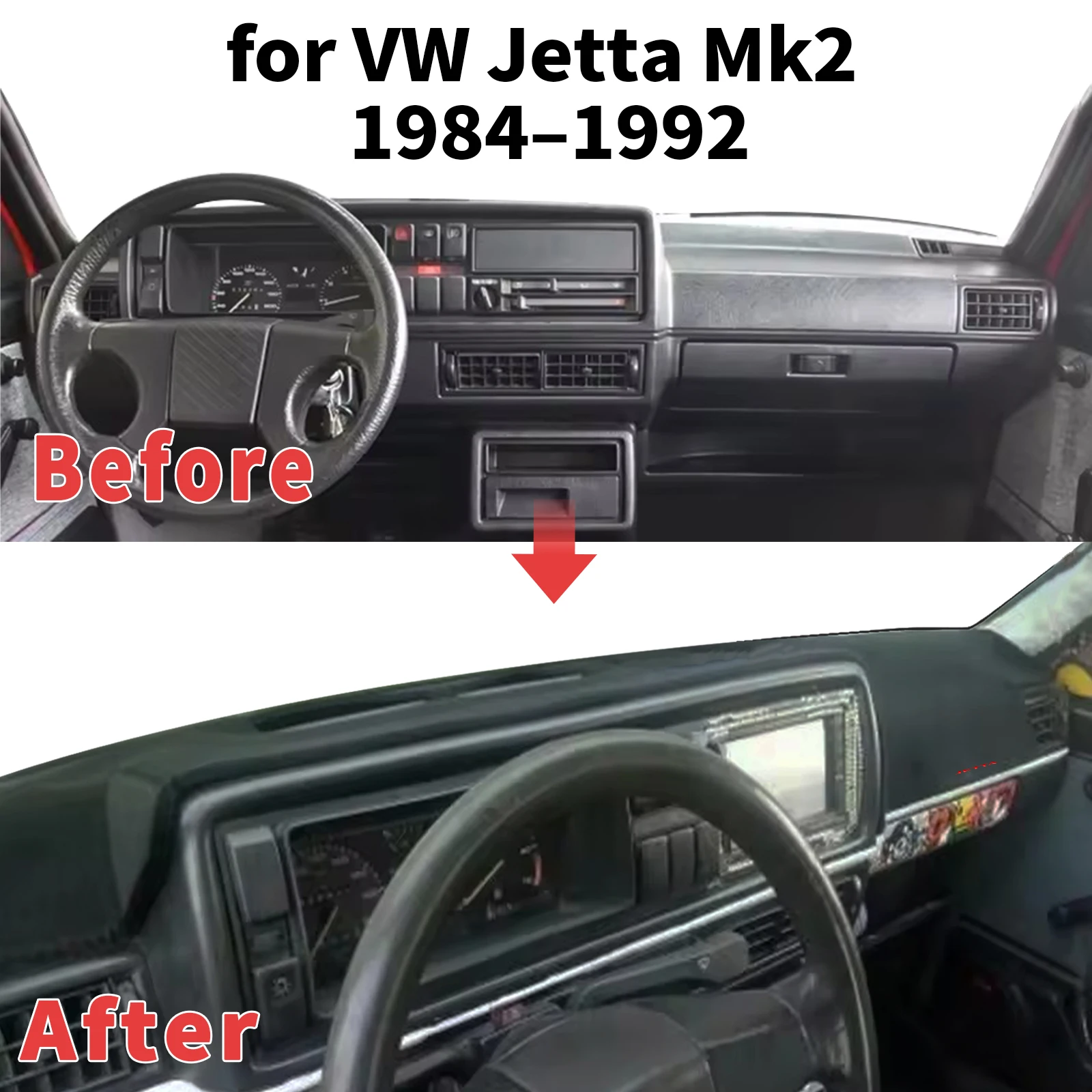フォルクスワーゲン-vw-ジェッタ-mk2-1984-1992年式用-ダッシュボードカバー、日よけ、ダッシュマット、反射防止カーペットマット、自動車用ダッシュマット