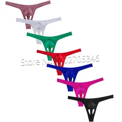 Sexy Men Spandex Balls Hole Thong Underwear Elastic G-string Tanga Bikini T-back