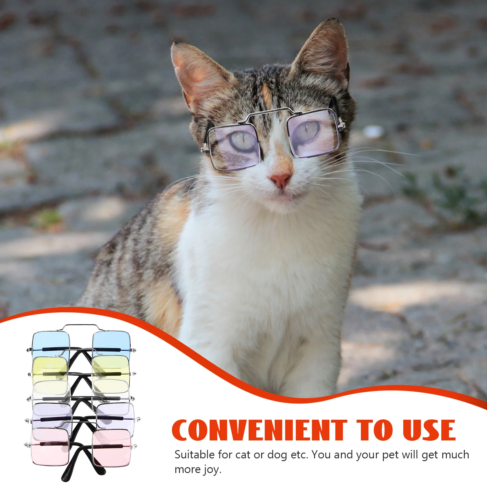 

5pcs Personalized Glasses Funny Metal Plastic Resin Lightweight Durable Pet Party Prop For Cat Dog Decor Spoof Glasses