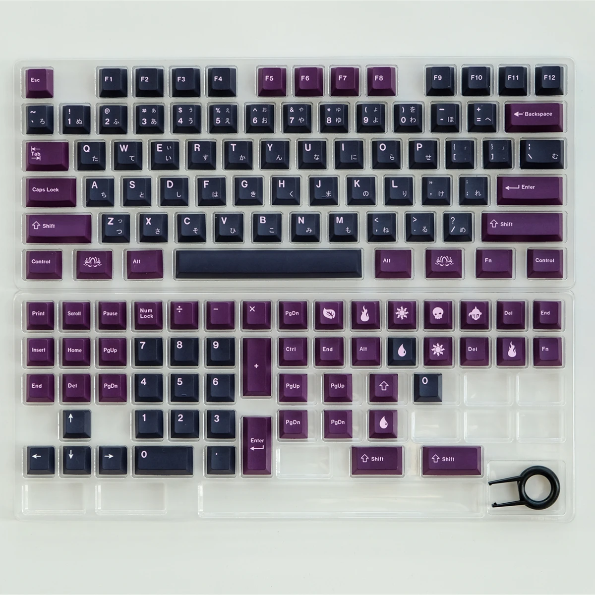 GMK Black lotus 129 Keycaps PBT Dye Subbed Japanese Key Caps Cherry Profile Keycap With 2.25U 2.75U 3U 7U Spacebar ISO Enter