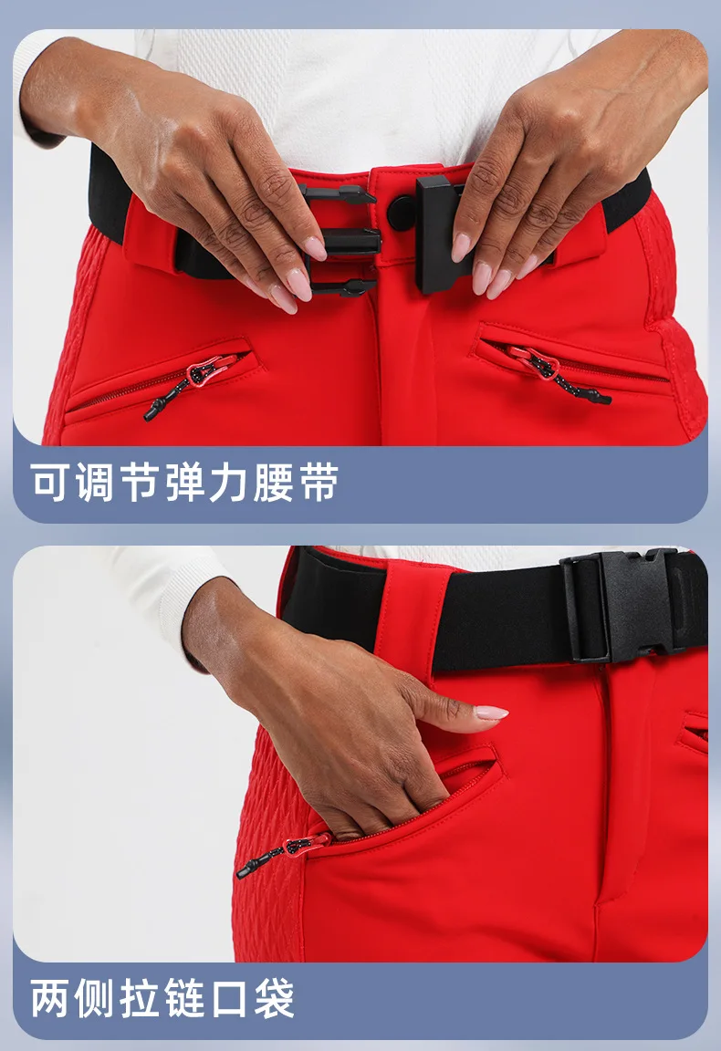 Gsou Snow Damen-Skihose, Snowboardhose, winddicht, wasserdicht, Winter-Skihose, -30 Grad, bequemes, geteiltes Design – Detail 16