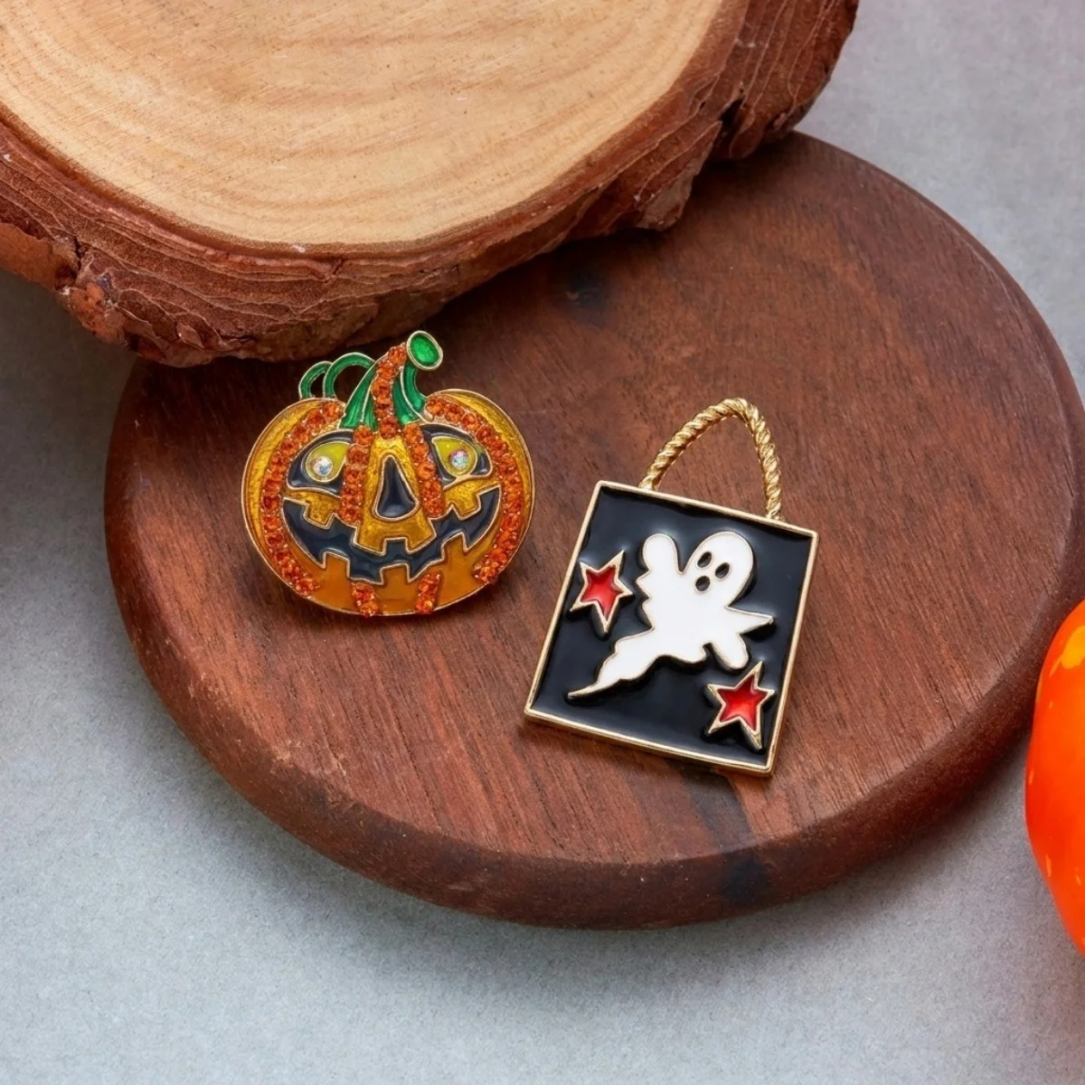 Halloween-Ohrringe mit Strass, Kürbis, Stern, Geist, asymmetrische Ohrstecker für Damen und Herren, Gothic-Mode, Kürbis-Ohrringe, Cosplay-Schmuck – Detail 17
