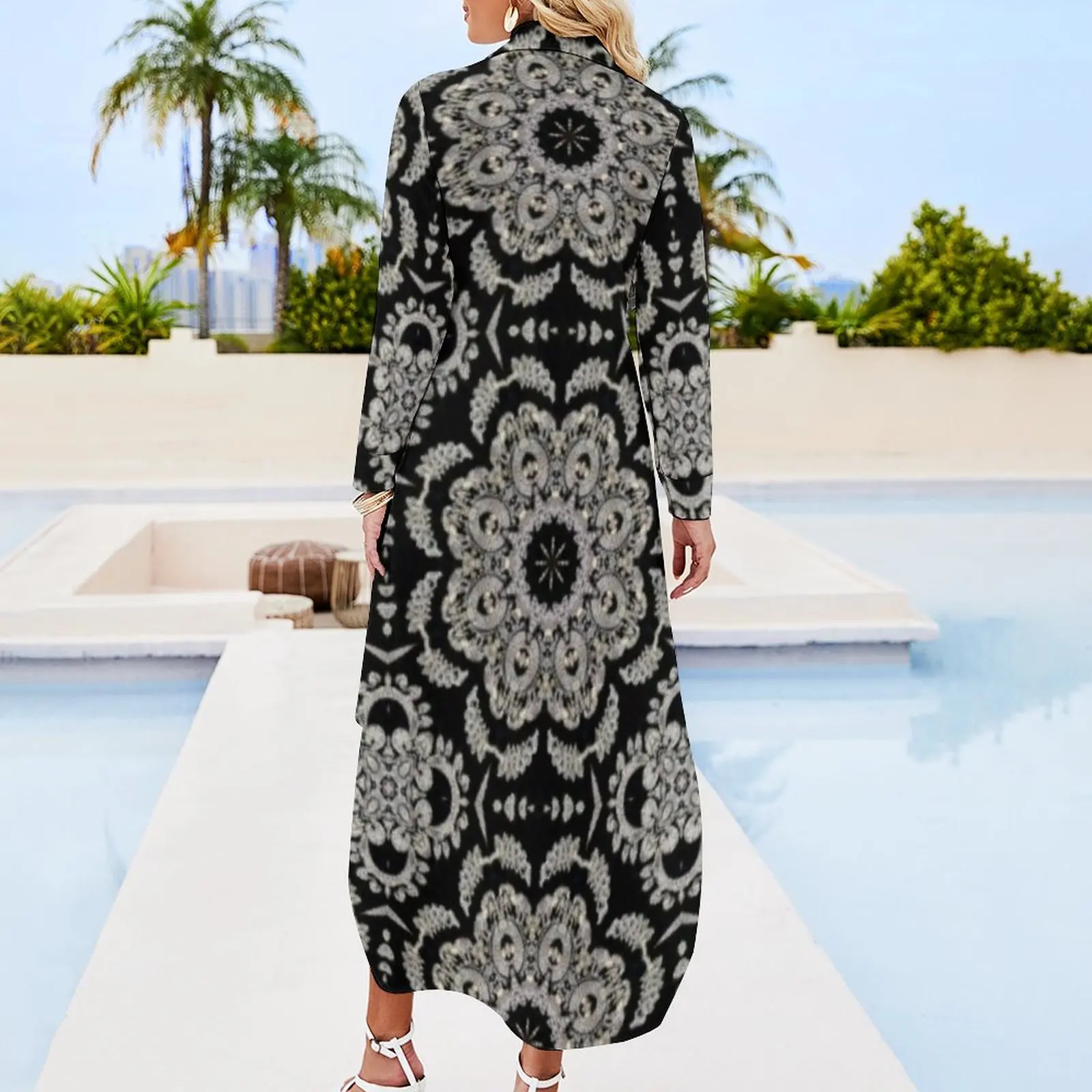 Oriental Rug Design Long Sleeved Shirt Dress african dresses for woman long sleeve dresses party dresses women