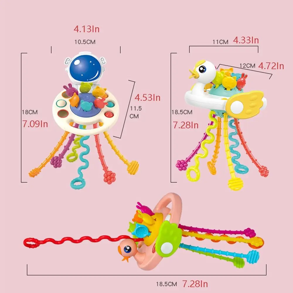 Be Pressed Boilable UFO Pull String 1-3 años juguetes Montessori para bebés desarrollar la dentición juguetes sensoriales juguetes educativos para niños juguete para bebés