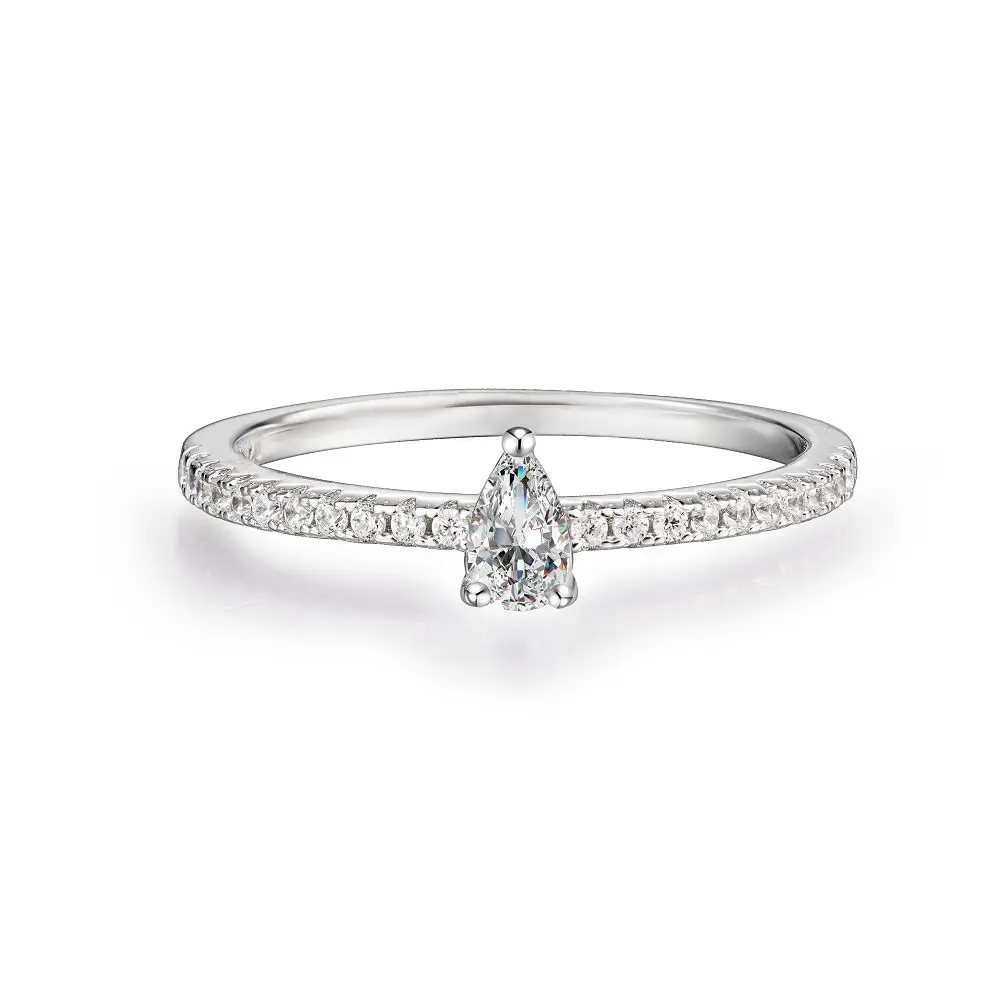 

PT950 platinum ring - female water-drop style ring with full circle morganite stones
