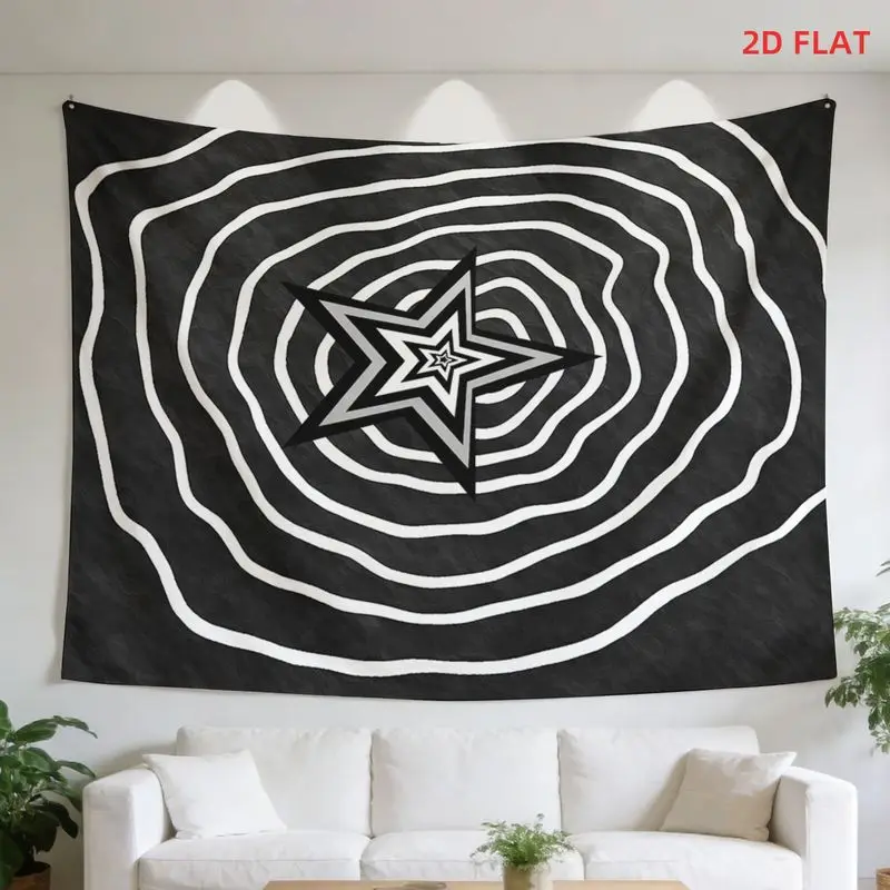VIKAMA Geometric Star Tapestry, Visual Effect Wall Hanging, Bedroom And Living Room Wall Background Fabric, Home Decoration