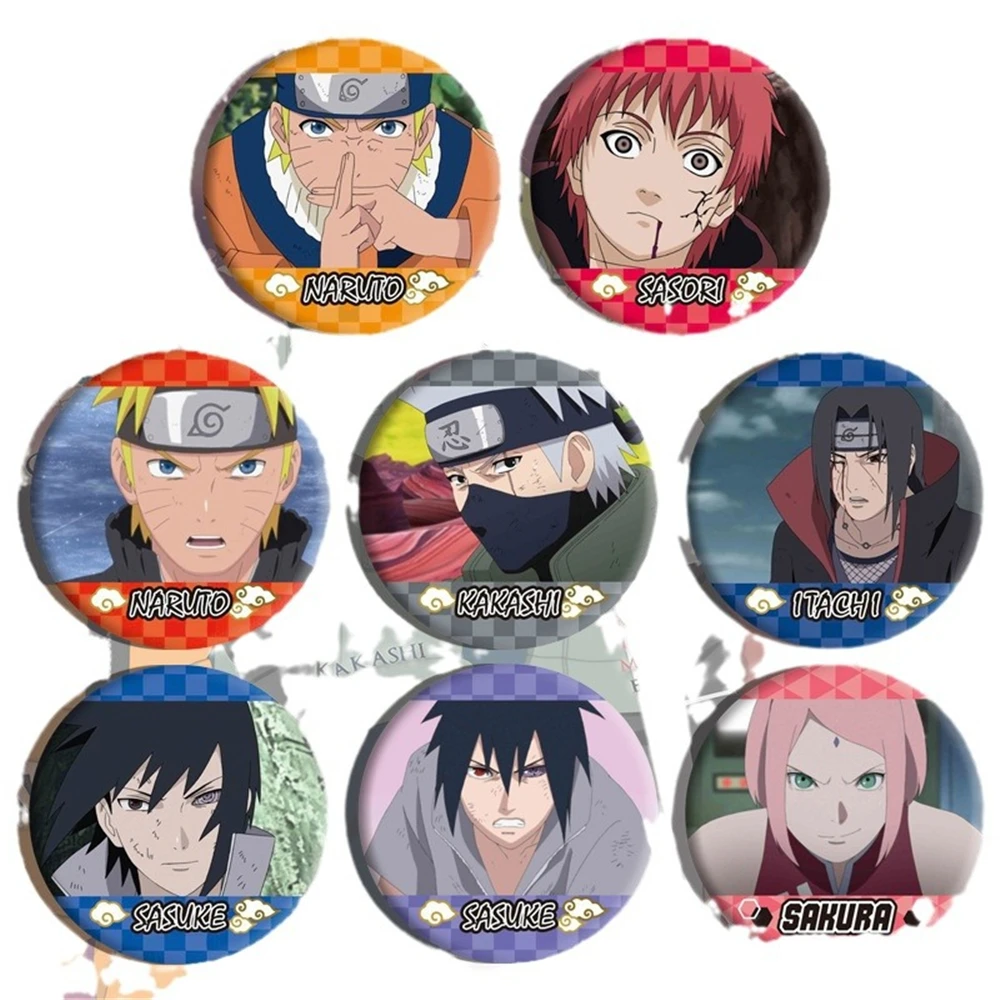 Anime NARUTO Haruno Sakura Uchiha Sasuke Hatake Kakashi Cosplay Costume Badge Pin SPTE Tinplate Brooch Accessories Prop Gift