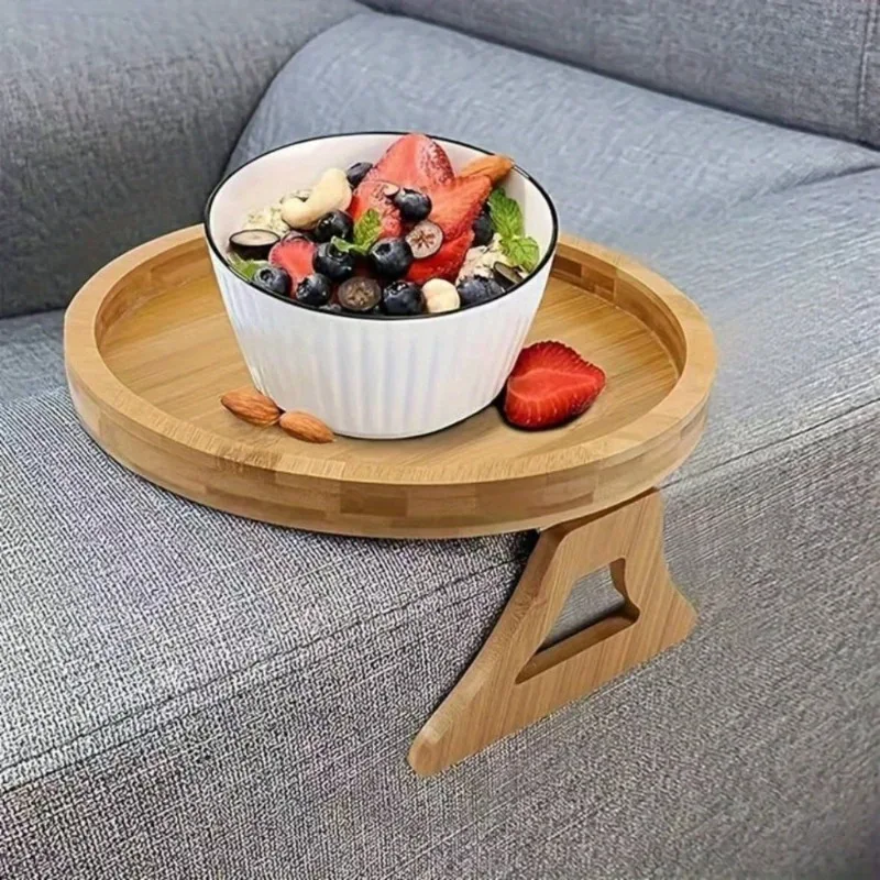 Foldable Sofa Armrest Holder Clip on Bed Couch Arm Tray Table for Snacks Breakfast Drinks Phone Remote Control Comfort