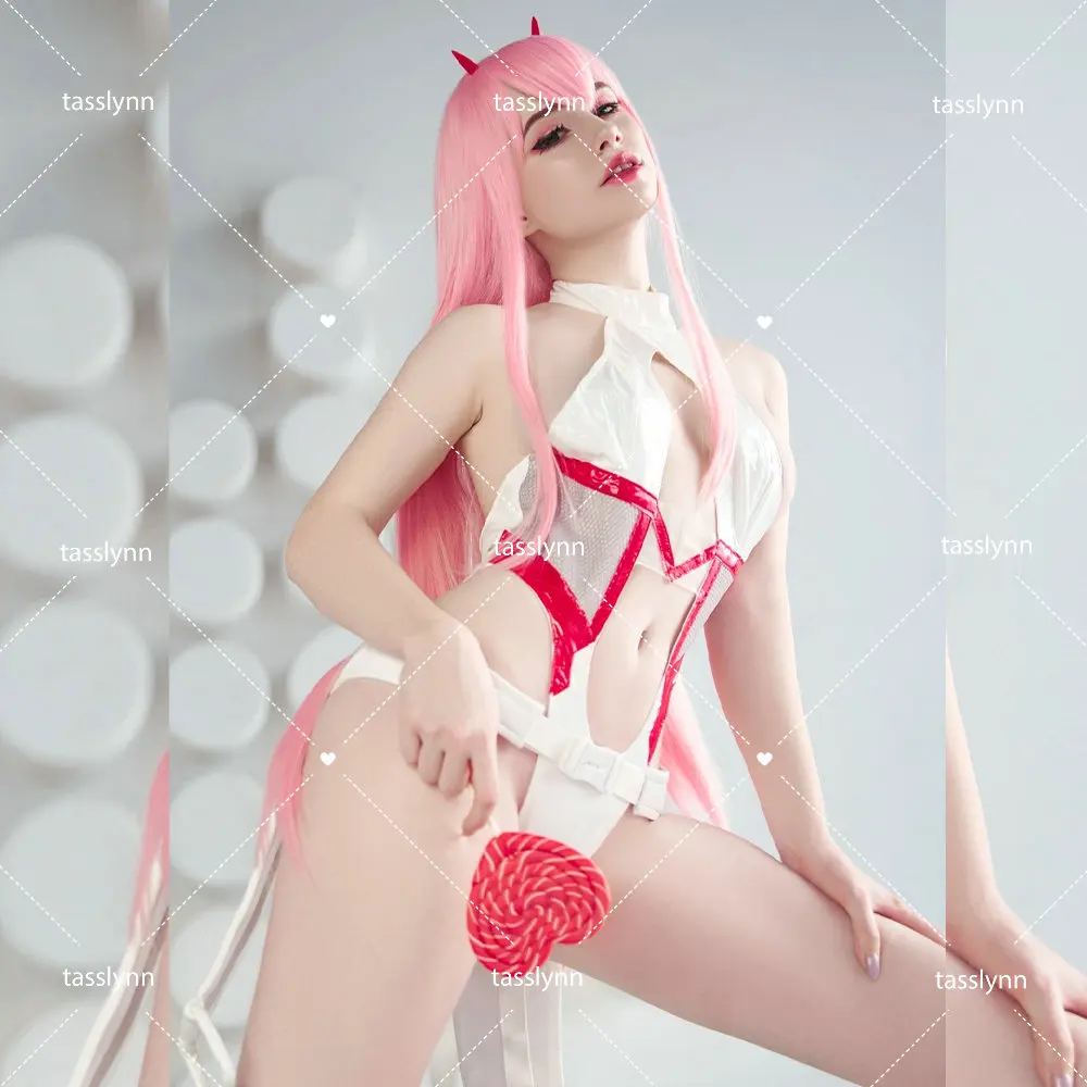 

Anime DARLING In The FRANXX 02 Zero Two Cosplay Costume Jumpsuits & Rompers Spandex Halloween Costume for Women