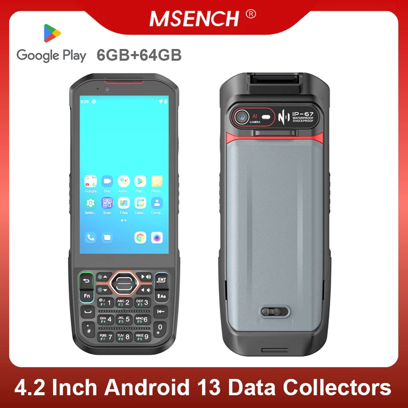 Android 13 PDA 6G+64G MT6769 Octa-core 1D 2D Barcode Scanner Reader NFC IP67 Rugged Data Collector Terminal PDA 4.2 Inch