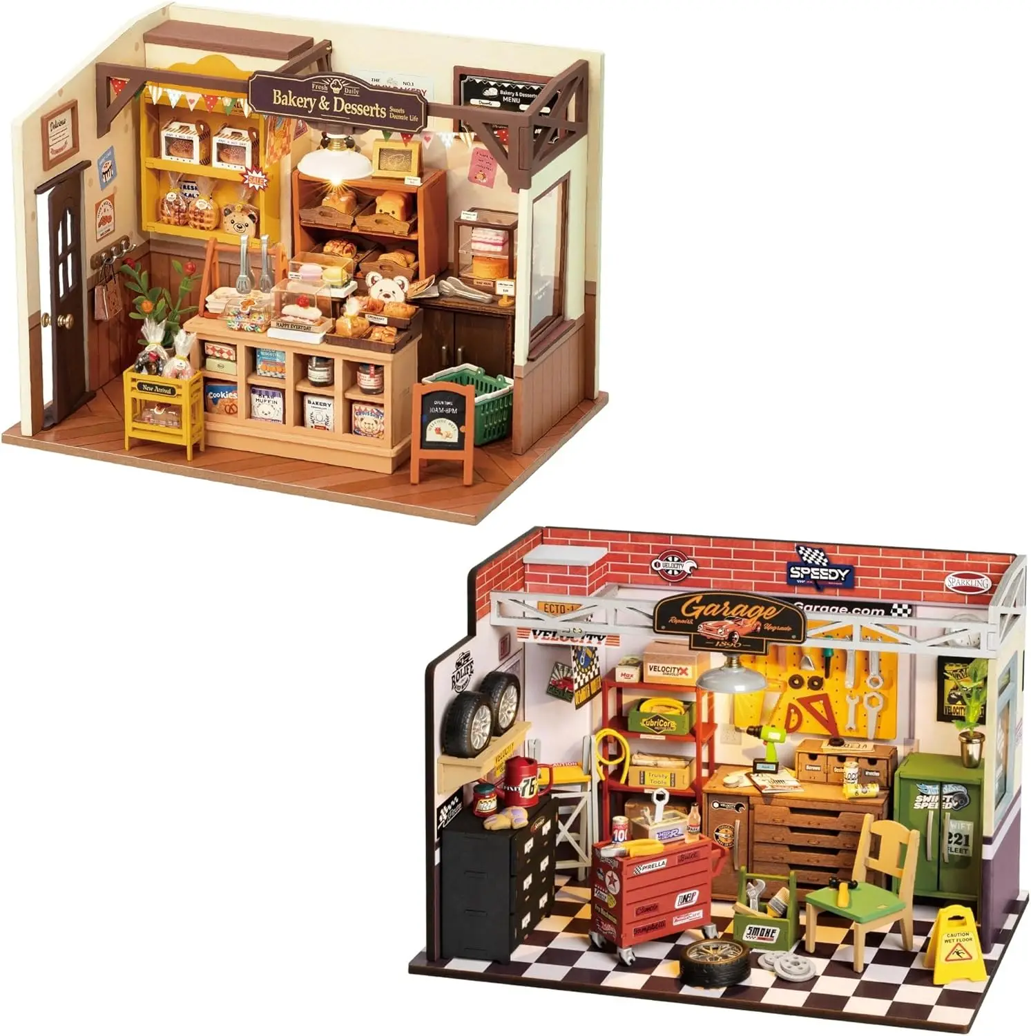 

Miniature House Kit DIY Mini Dollhouse Tiny House Making Kit with LED Light Decorative Wooden Craft Diroma Kit Hobby Gift (Garag