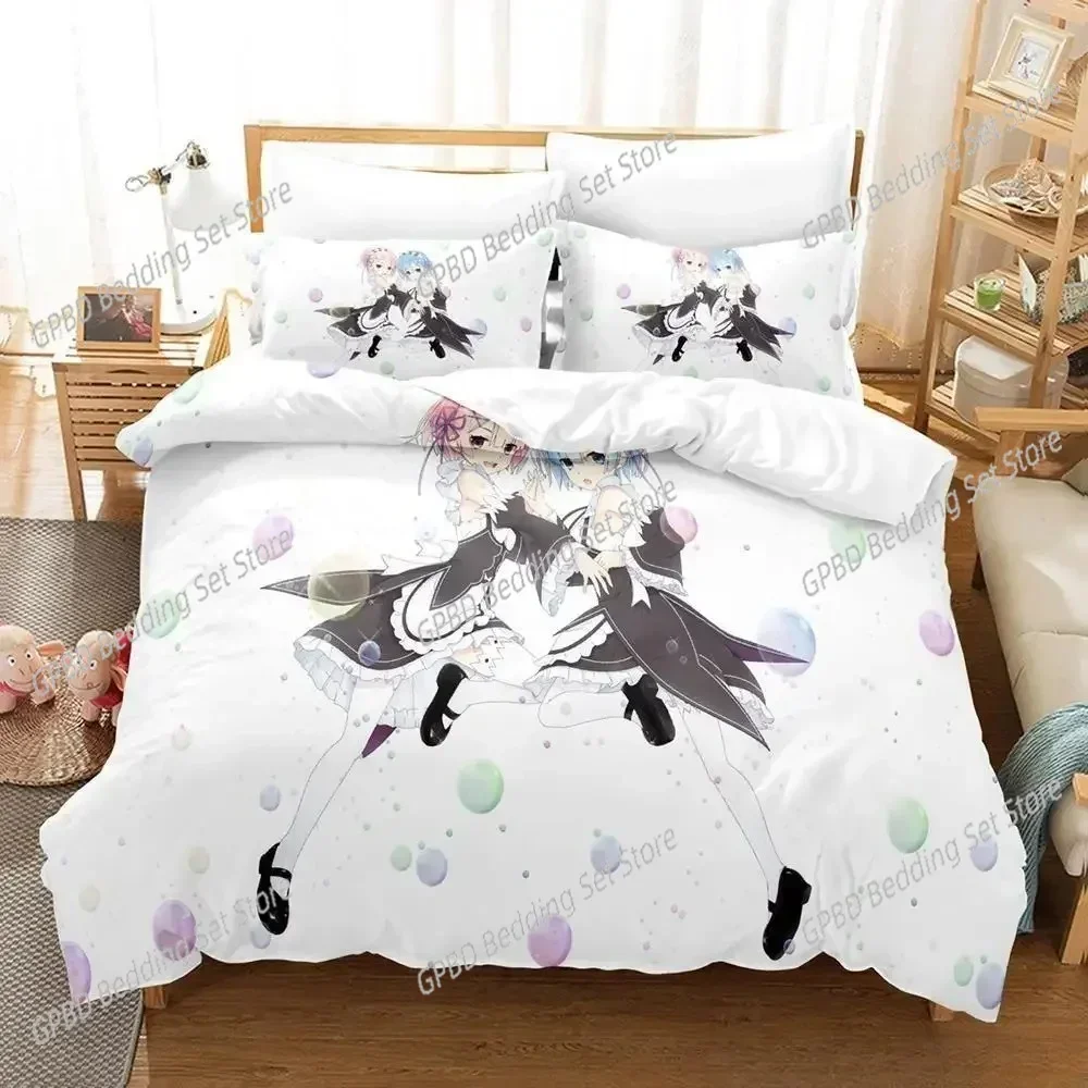 

New 3D Print Re Zero Rem Ram Bedding Set Single Twin Double Queen King Cal King Size Bed Linen Set